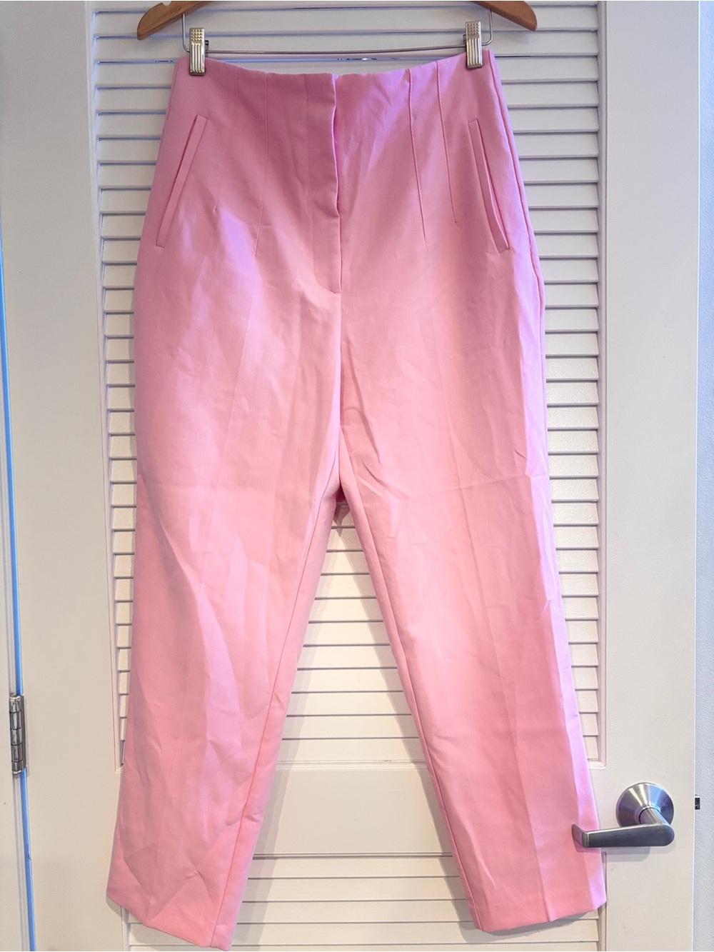 Zara Pastel Pink High-Waist Straight-Leg Trousers